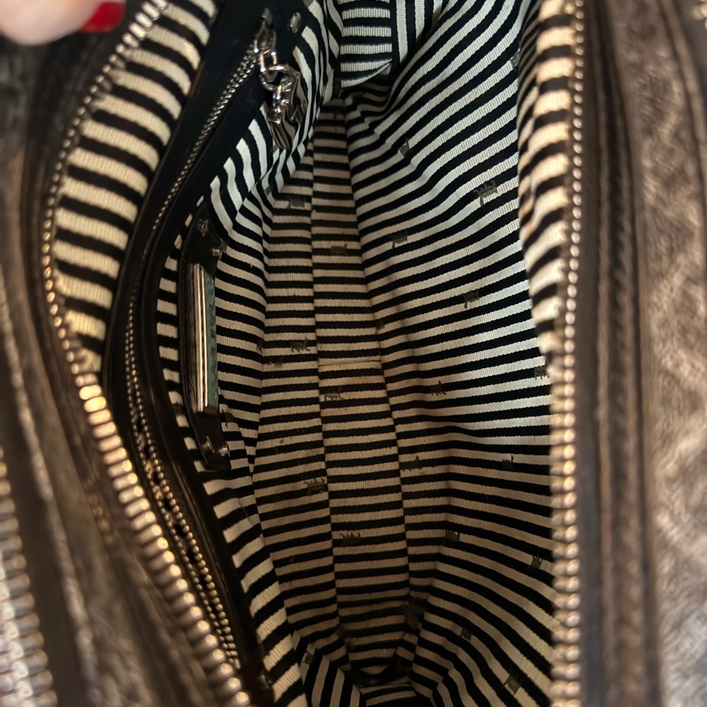 L.A.M.B. Oxford Silver Triple Zip Satchel Handbag - Picture 6 of 11